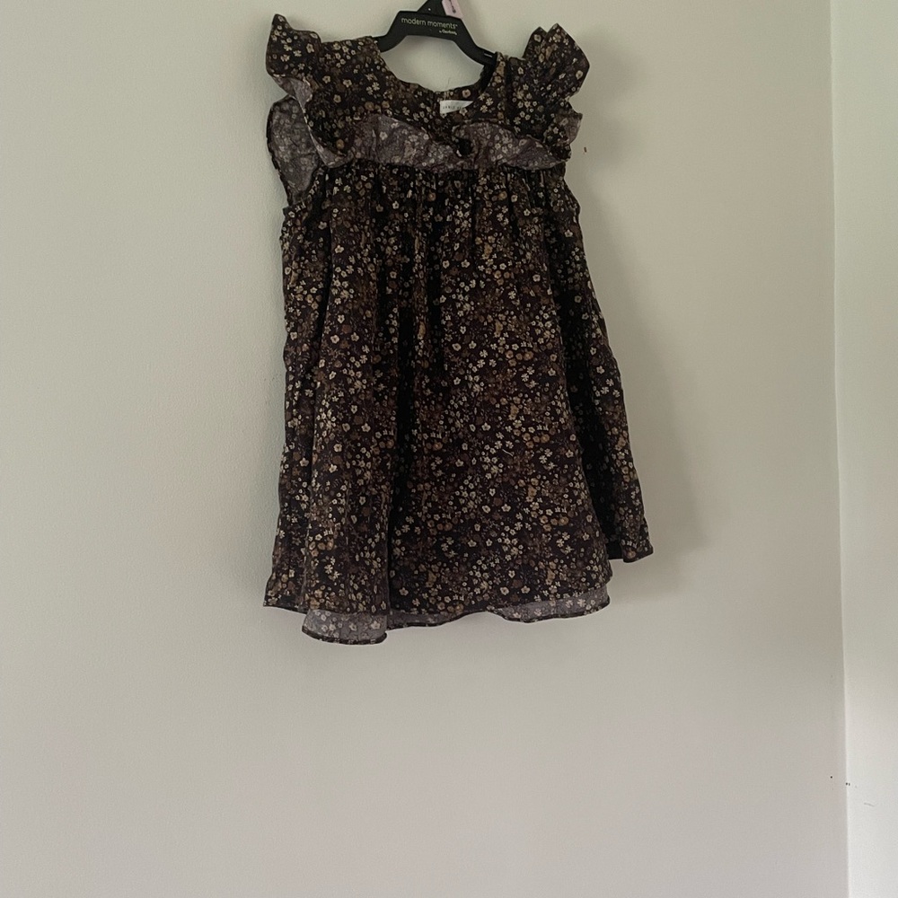 Jamie Kay Floral Ruffle Dress in Black and Cream